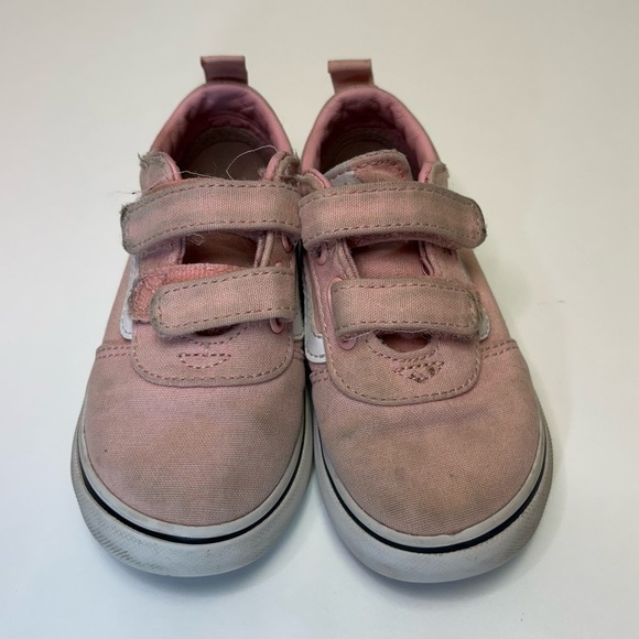 2/$20 Vans Size 8 Toddler Pink Velcro Sneakers Slip On Running Shoes Non-Marking - Picture 5 of 9